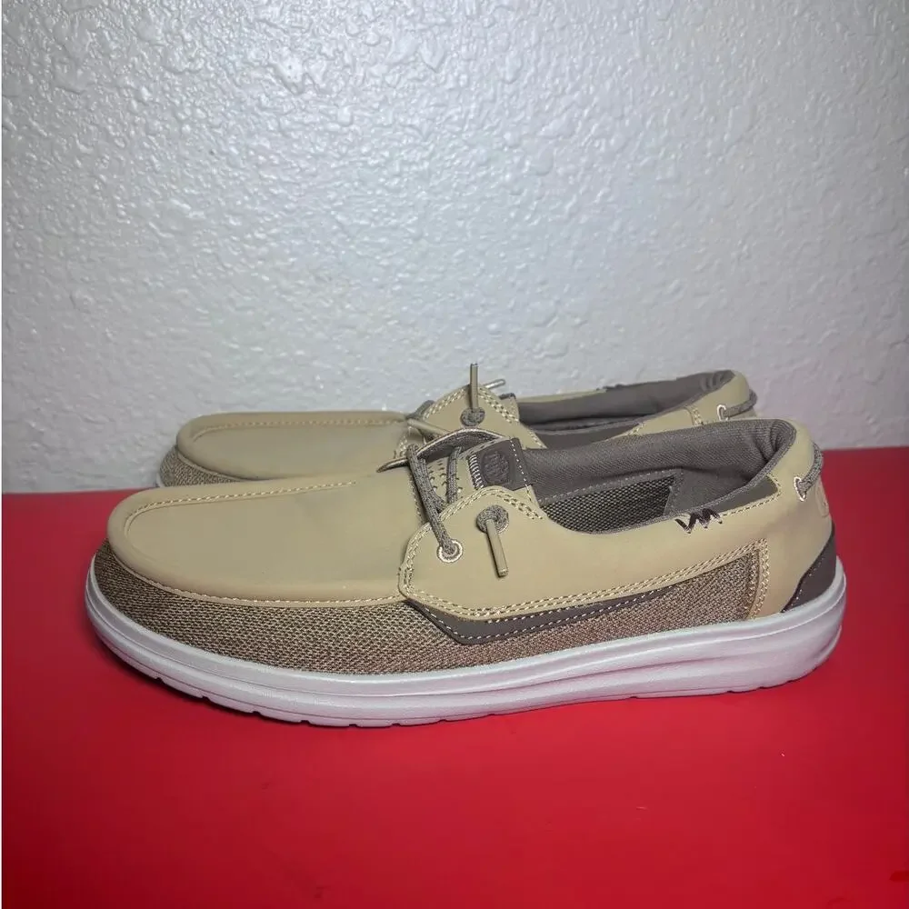 Hey Dude Men's Welsh Grip Classic Mesh Slip on Boat Brown Shoes size 9